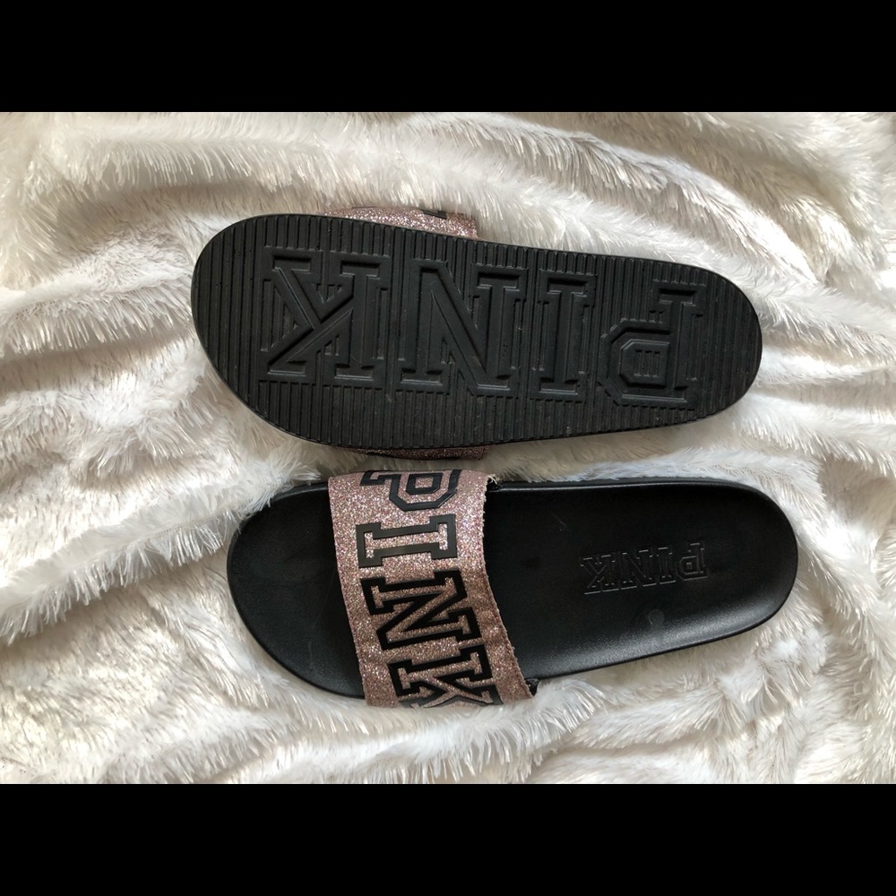 Pink slip on sandals
